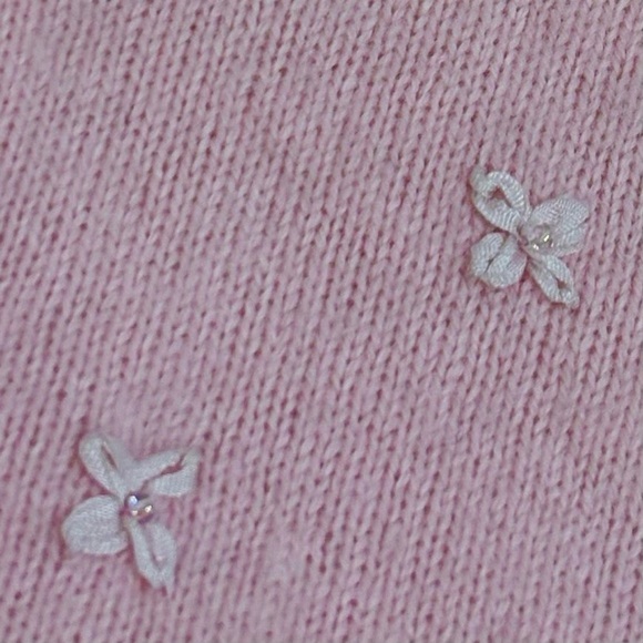 ABERCROMBIE Y2K Cotton Angora Rabbit Hair Silk Bows Beads Coquette Cardigan - Picture 5 of 12